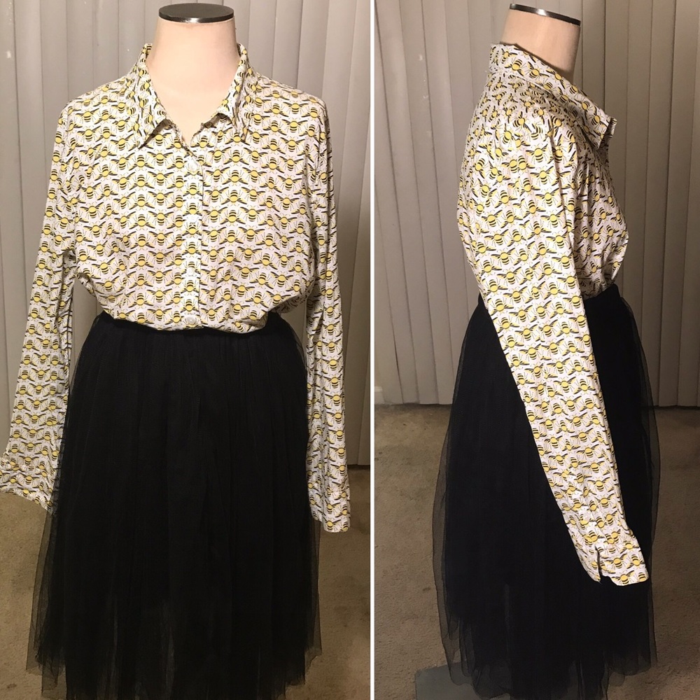 Long Sleeve Bumblebee Button Up Shirt Top